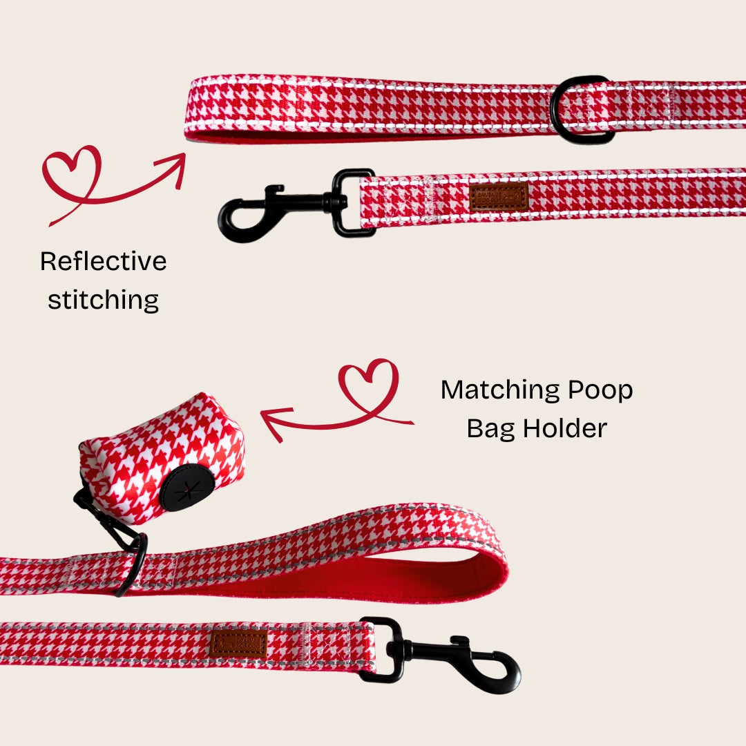 Red Houndstooth Dachshund Lead