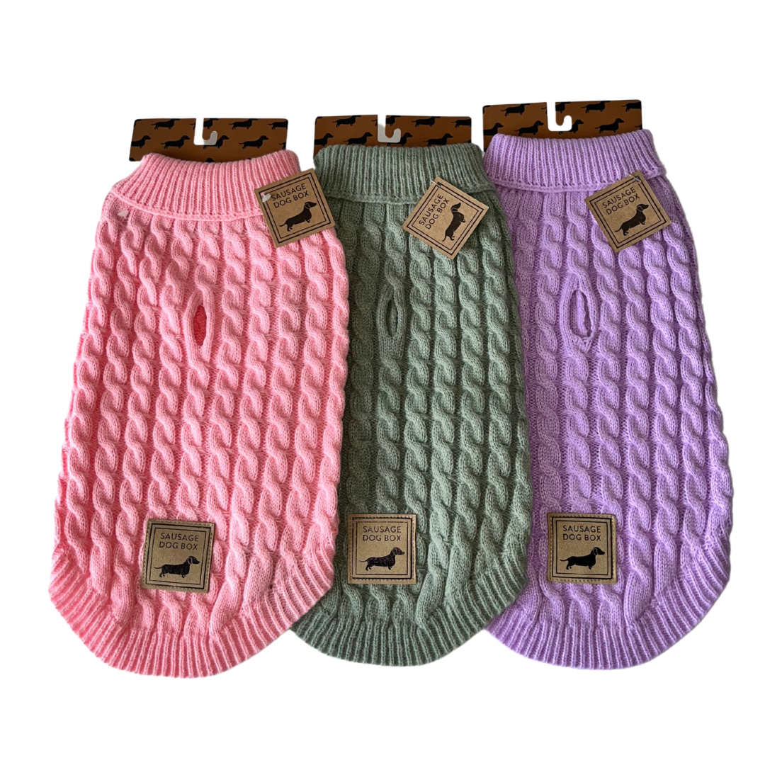 Lavender Lilac Luxury Cable Knit Dachshund Jumper