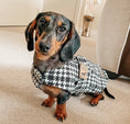 Load image into Gallery viewer, Sausage Dog Box Designer Fleece Waterproof 'Dog Tooth' Dachshund Coat
