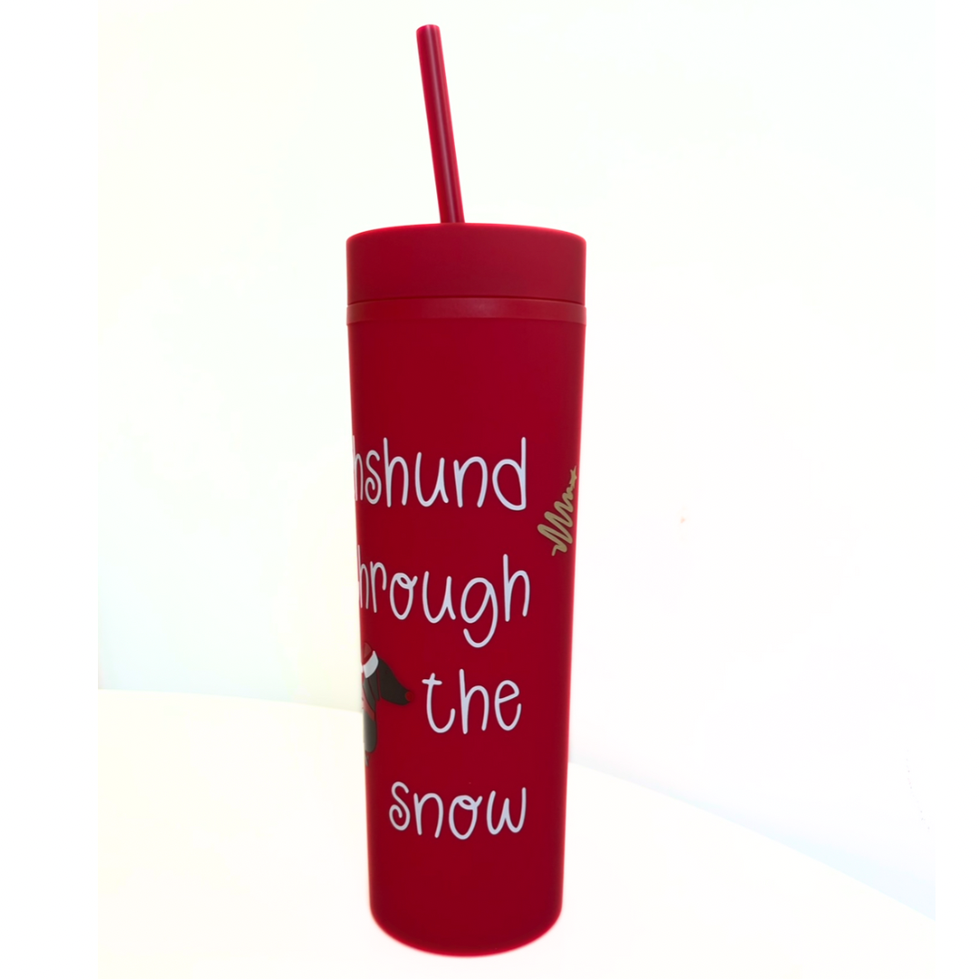 Sausage Dog Box Skinny Christmas Tumbler Drinks Cup