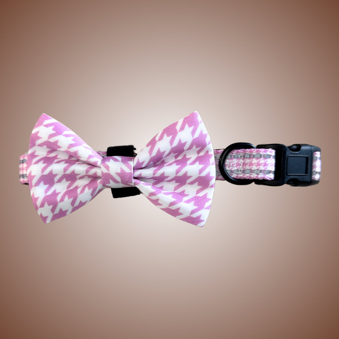 Pretty Pink Houndstooth Adjustable Dachshund Collar - Sausage Dog Box