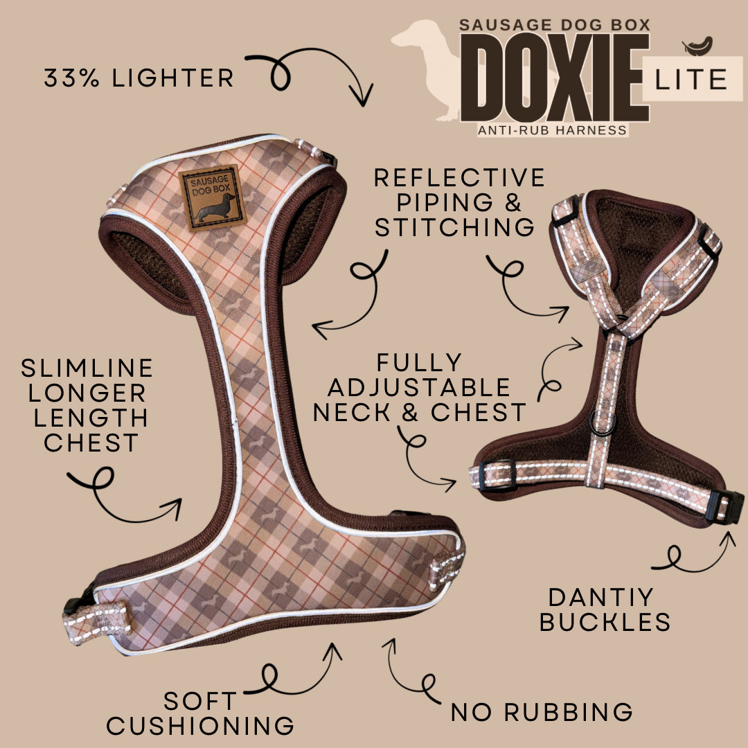 Chestnut Plaid DoxieLite Adjustable Dachshund Harness