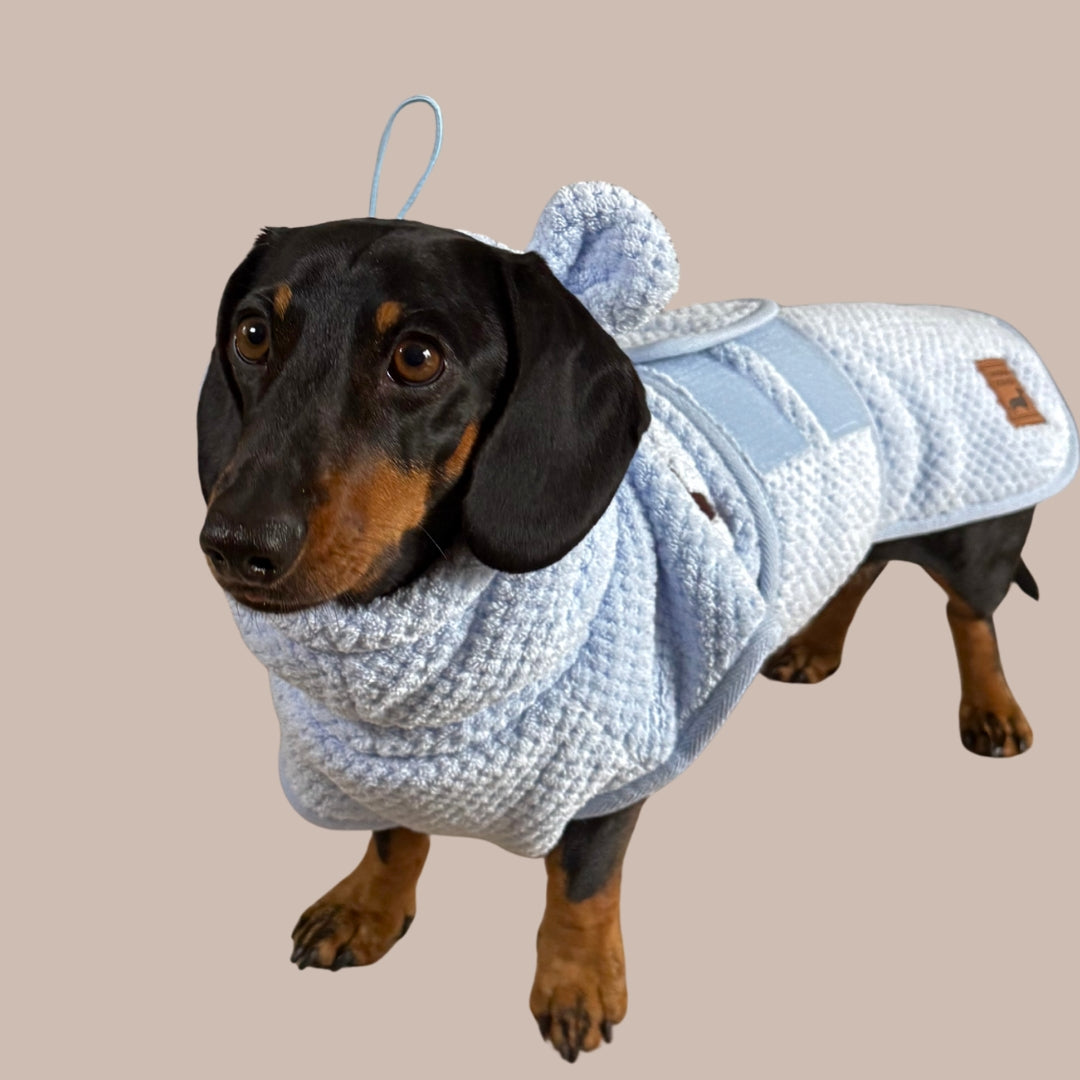 Frosted Blue DoxieRobe - Bamboo Dachshund Bath Robe