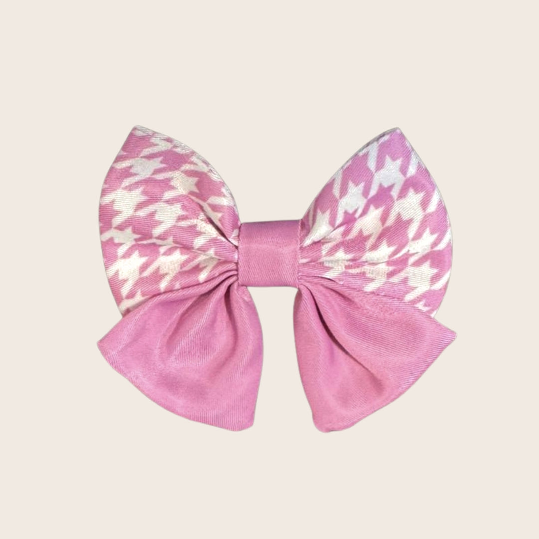 Pink Houndstooth Pretty Sailor Bow Tie for Dachshunds