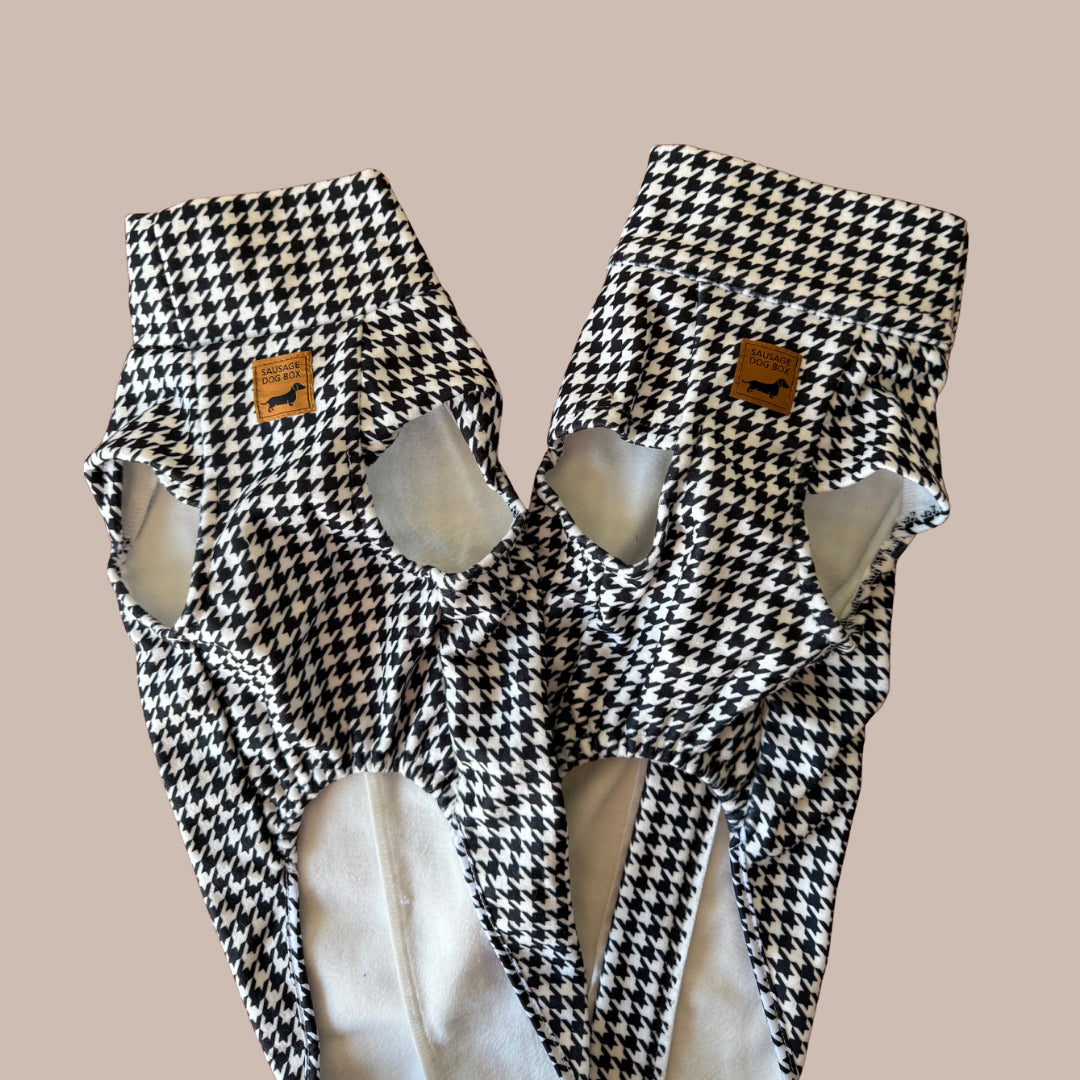 Houndstooth Dachshund Fleece Jumper / Sweater | Sausage Dog Box