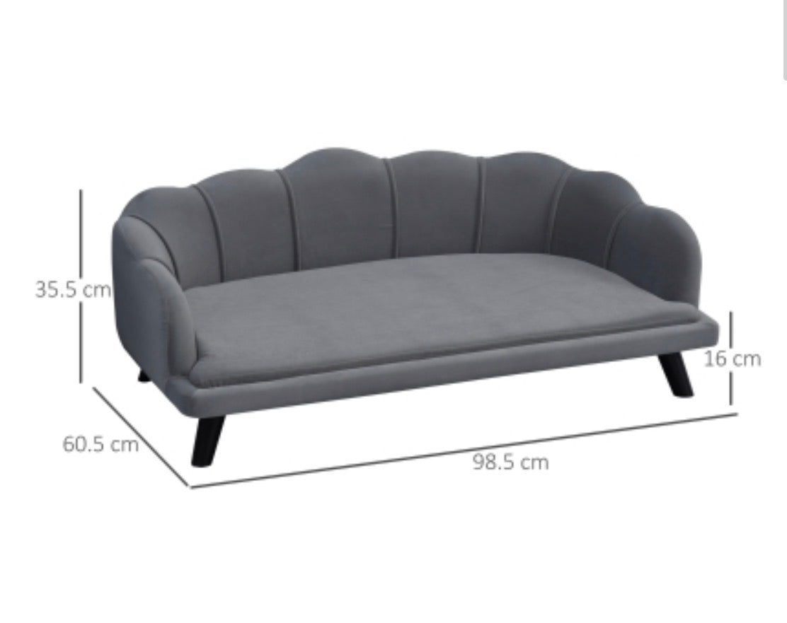 Sausage Dog Box Pearl Dog Bed/Sofa - Grey