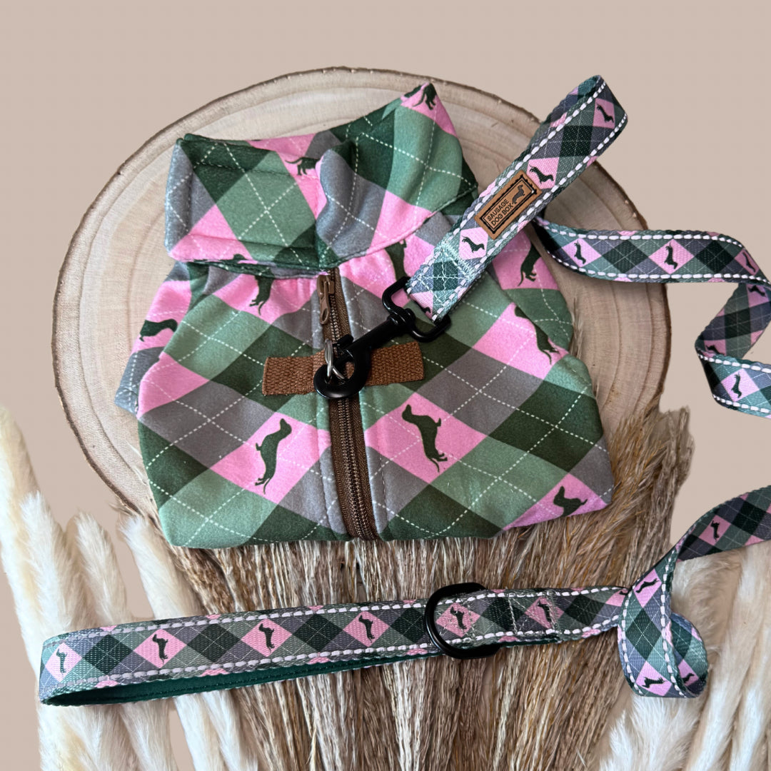 Pink Rosewood Argyle Fleece Dachshund Dog Jumper