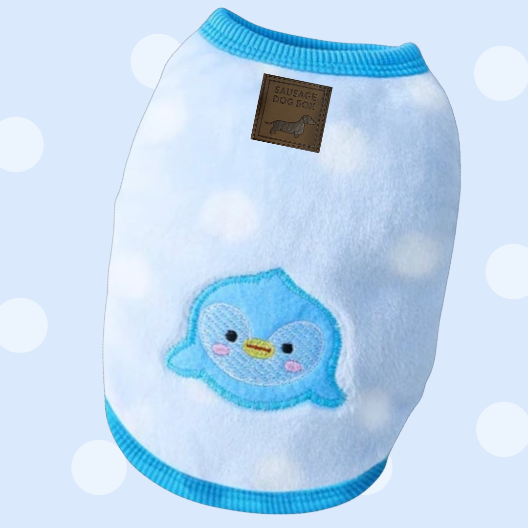 Blue ‘Chrip Birdy’ Sausage Dog Box Puppy Pj Jumper