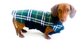 Load image into Gallery viewer, Sausage Dog Box, Dachshund Reversible Plaid Coat Green
