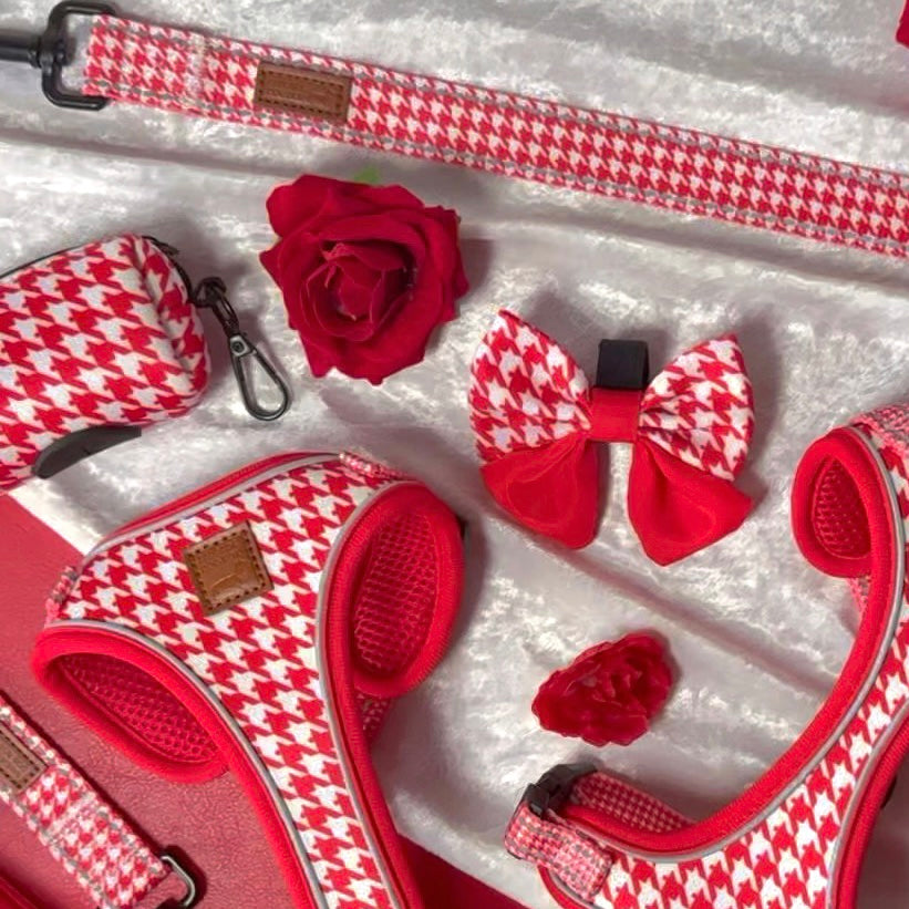 Red Houndstooth Sailor Bow for Dachshunds