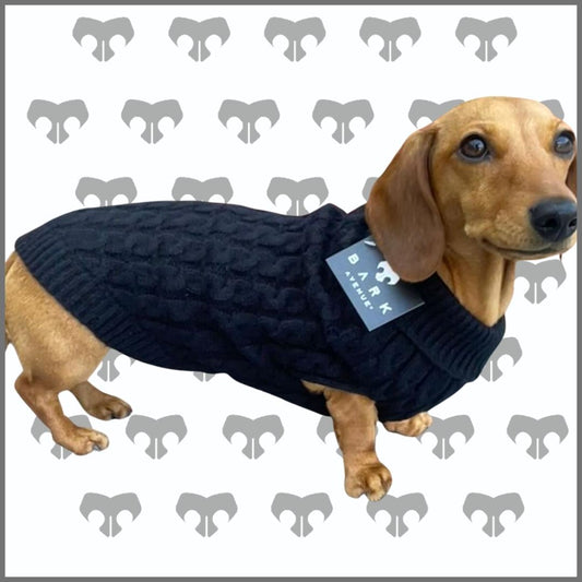 BARK AVENUE Luxury Cable Knit Jumper - Matte Black