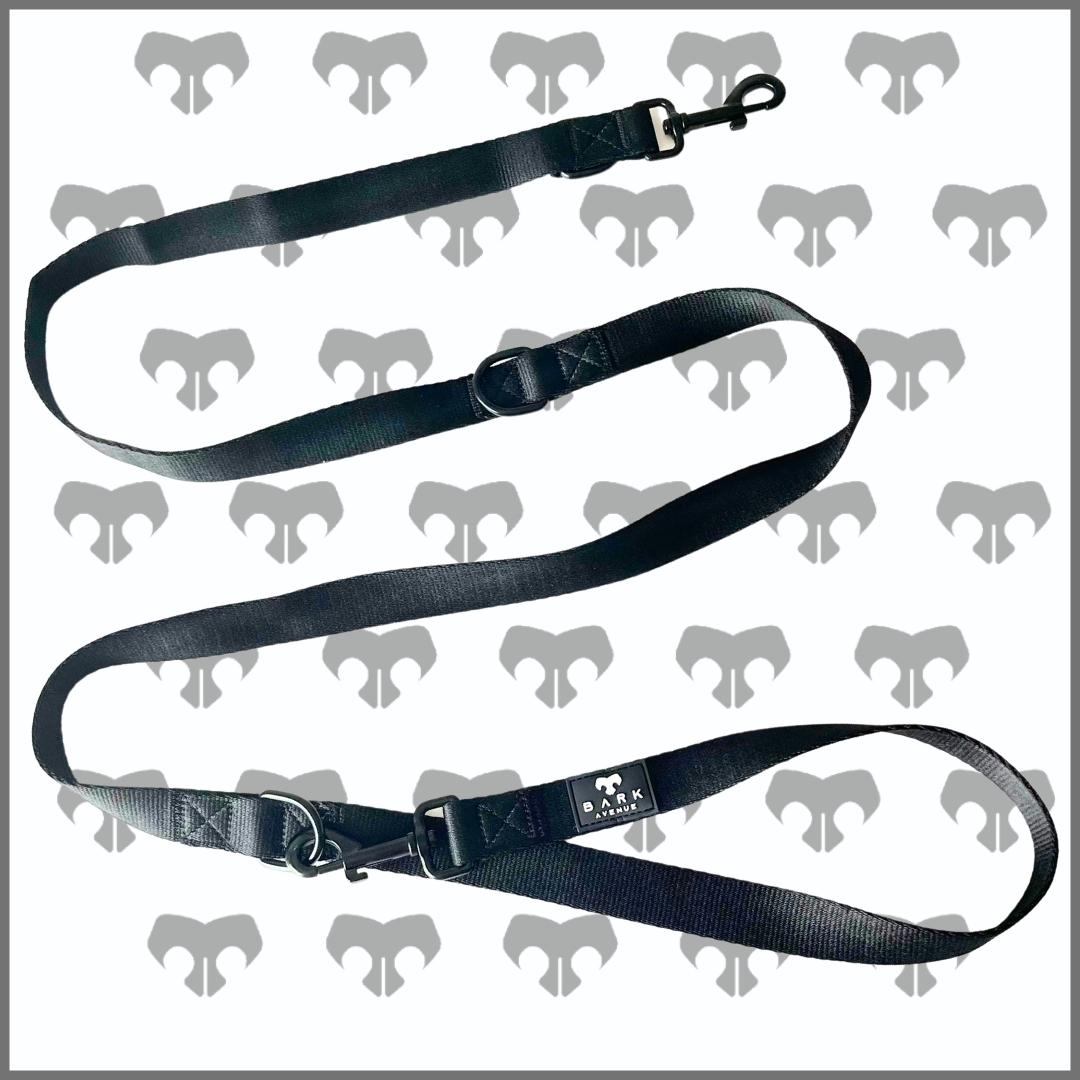BARK AVENUE Long Double Clip Lead - Matte Black