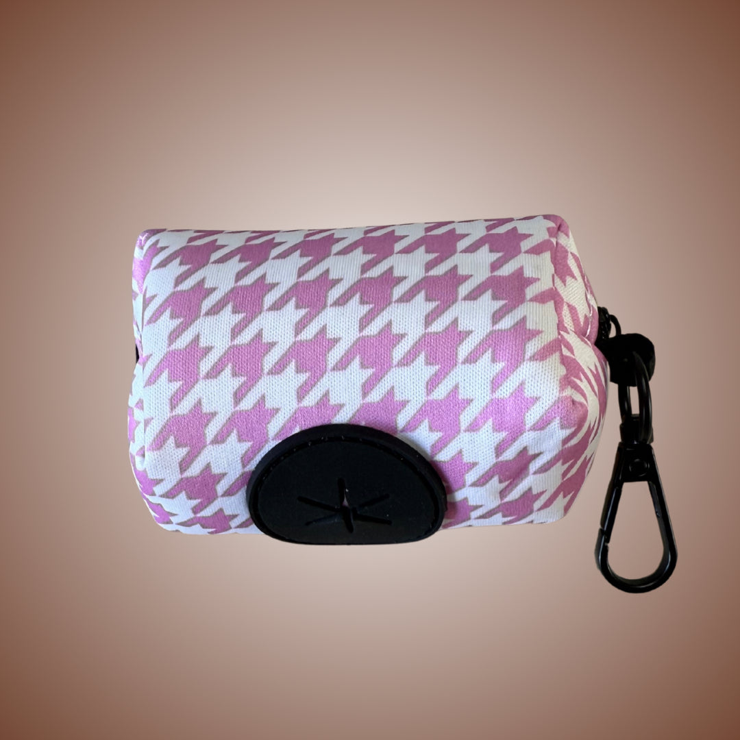 Pretty Pink Houndstooth Dachshund Poop Bag Holder | Dachshund Accessories