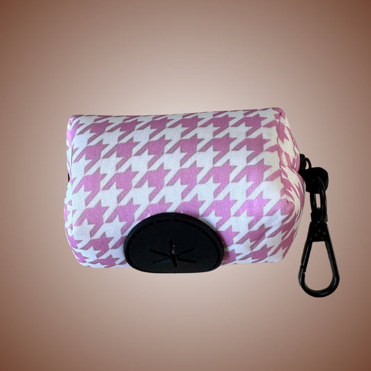 Pretty Pink Houndstooth Dachshund Poop Bag Holder | Dachshund Accessories