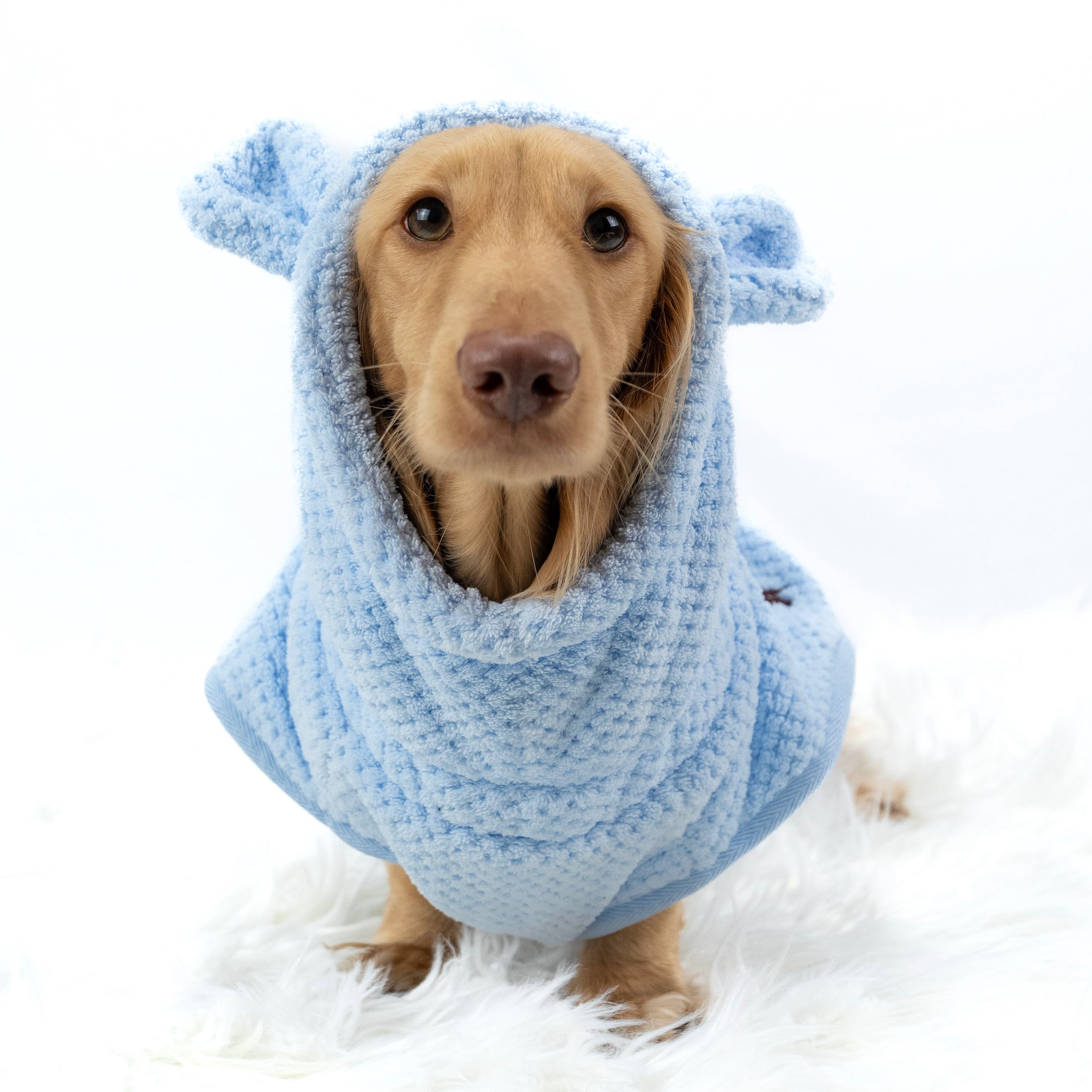 Frosted Blue DoxieRobe - Bamboo Dachshund Bath Robe