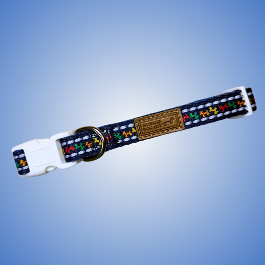 Navy Balloon Dog Adjustable Dachshund Collar - Sausage Dog Box