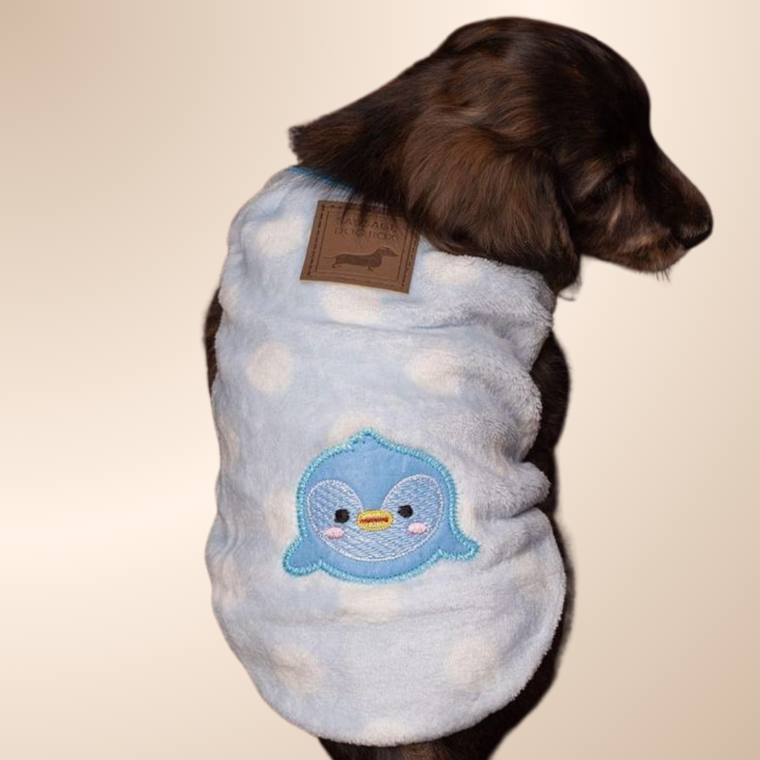 Blue ‘Chrip Birdy’ Sausage Dog Box Puppy Pj Jumper