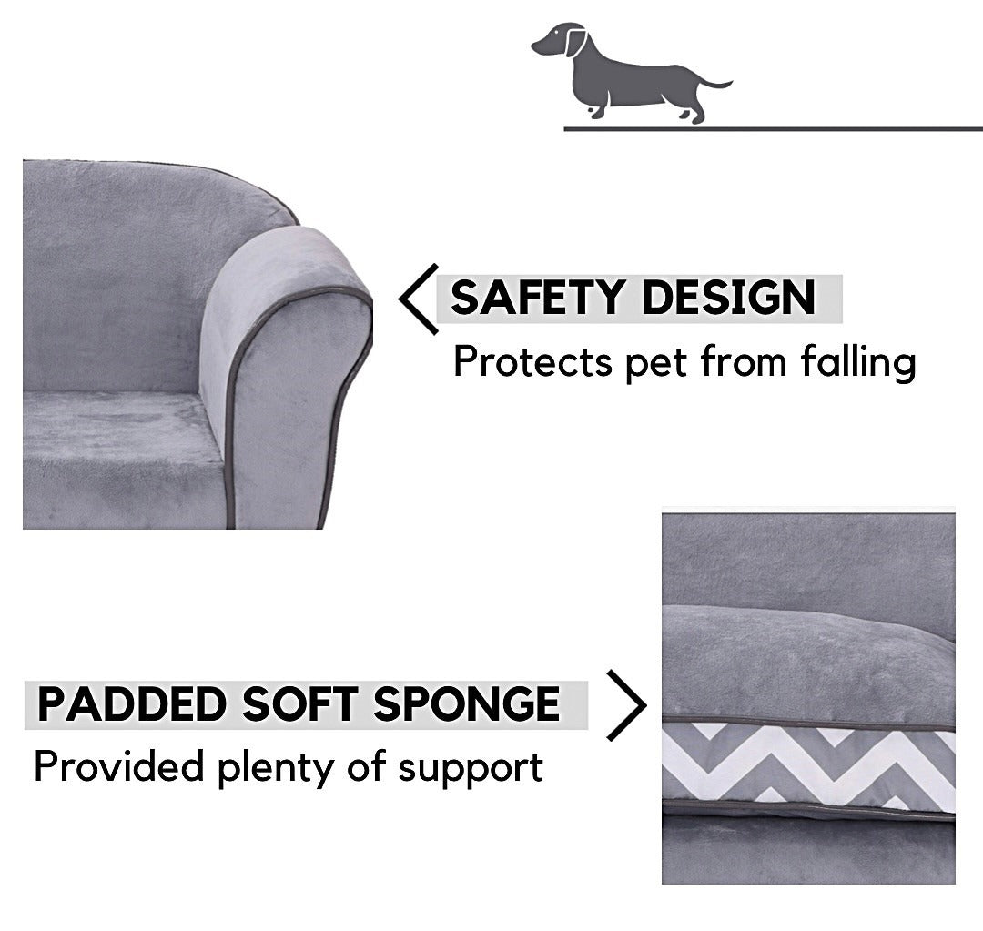Sausage Dog Box Grey Zig Zag Bed/Sofa