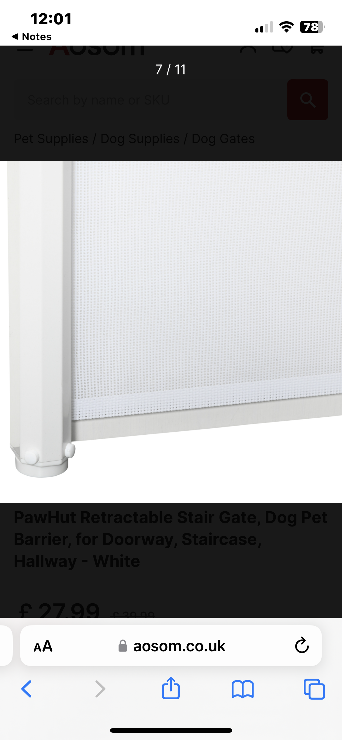 Sausage Dog Box Retractable Safety Stair Gate Barrier- White Mesh