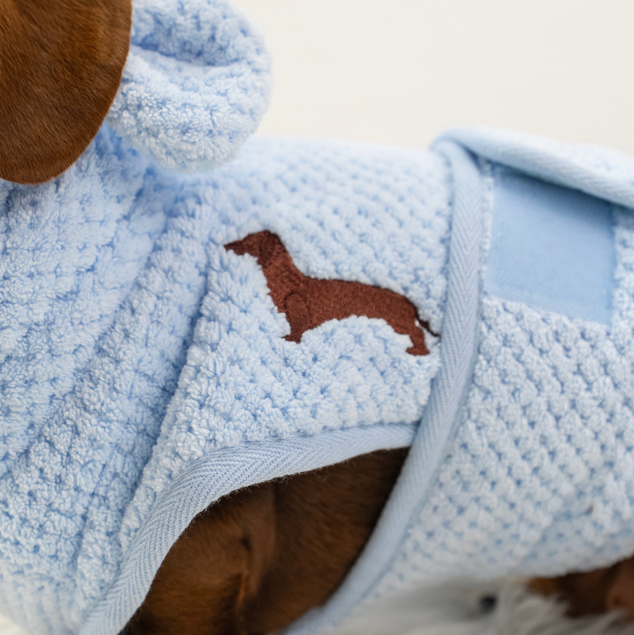 Frosted Blue DoxieRobe - Bamboo Dachshund Bath Robe