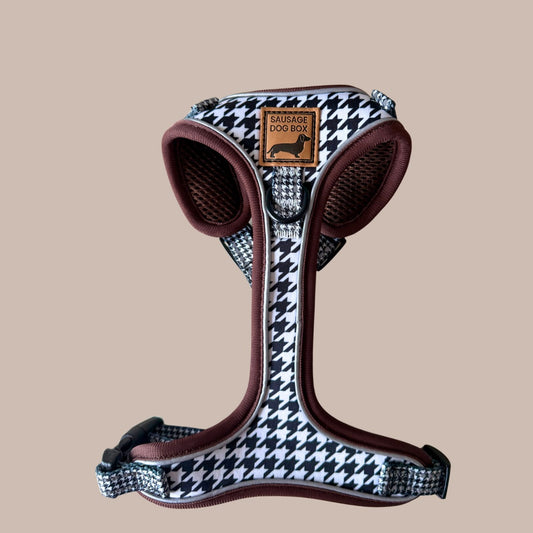 Houndstooth Anti-Rub Dachshund Harness For Sausage Dogs