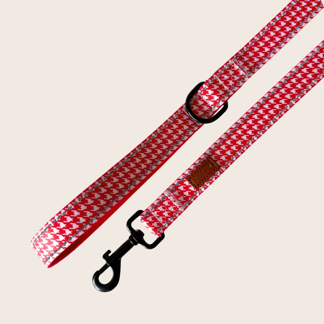 Red Houndstooth Dachshund Lead