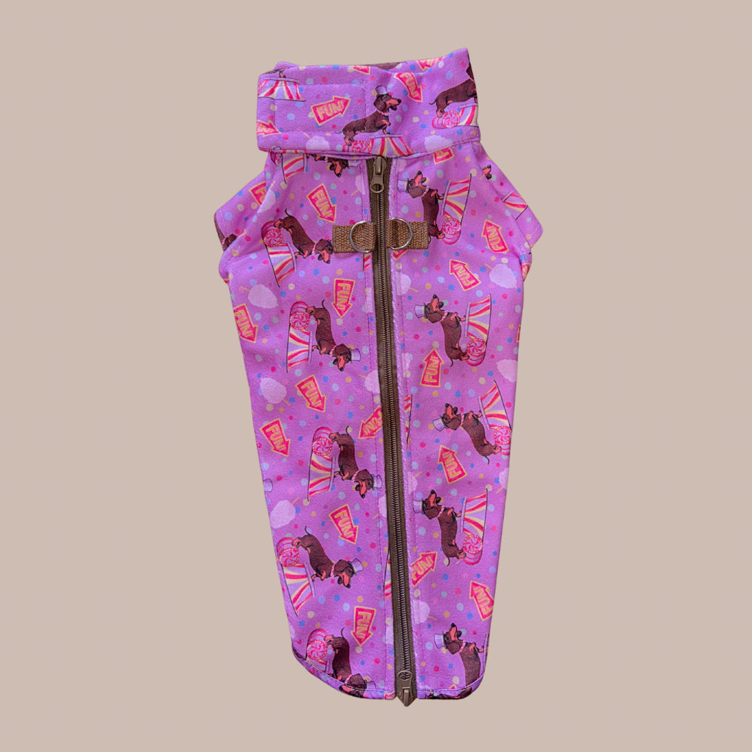 Fun Floss Purple Circus Dachshund Fleece Jumper / Sweater | Sausage Dog Box