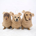 Load image into Gallery viewer, Three dachshunds wearing Teddy Bear DoxieRobe bamboo drying robes designed for long dogs, doxies, teckels and daxies
