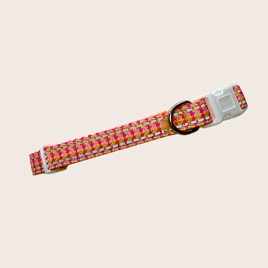 Tutti Fruitti adjustable dachshund dog collar with colourful houndstooth design