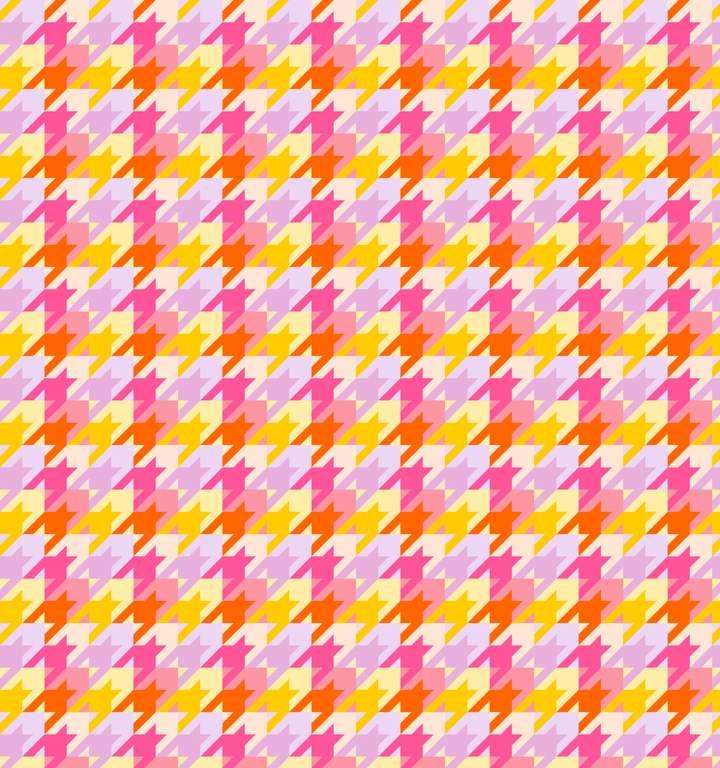 Tutti Frutti dachshund pattern collection with colourful houndstooth design.